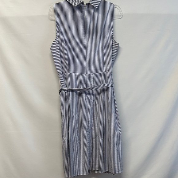 Ivanka Trump Blue White Striped Dress Sequin Floral Detail Size 14 - Picture 4 of 4